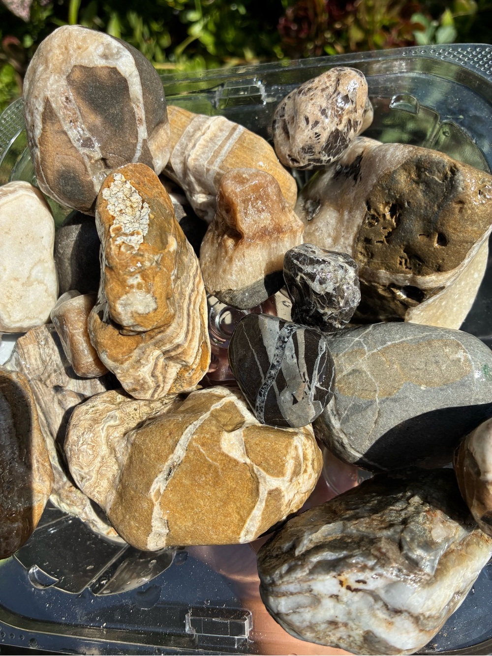 Naturally Sea Tumbled Stones Many W/ Marbled Patterns, Or Crystal Patches ~5 lbs